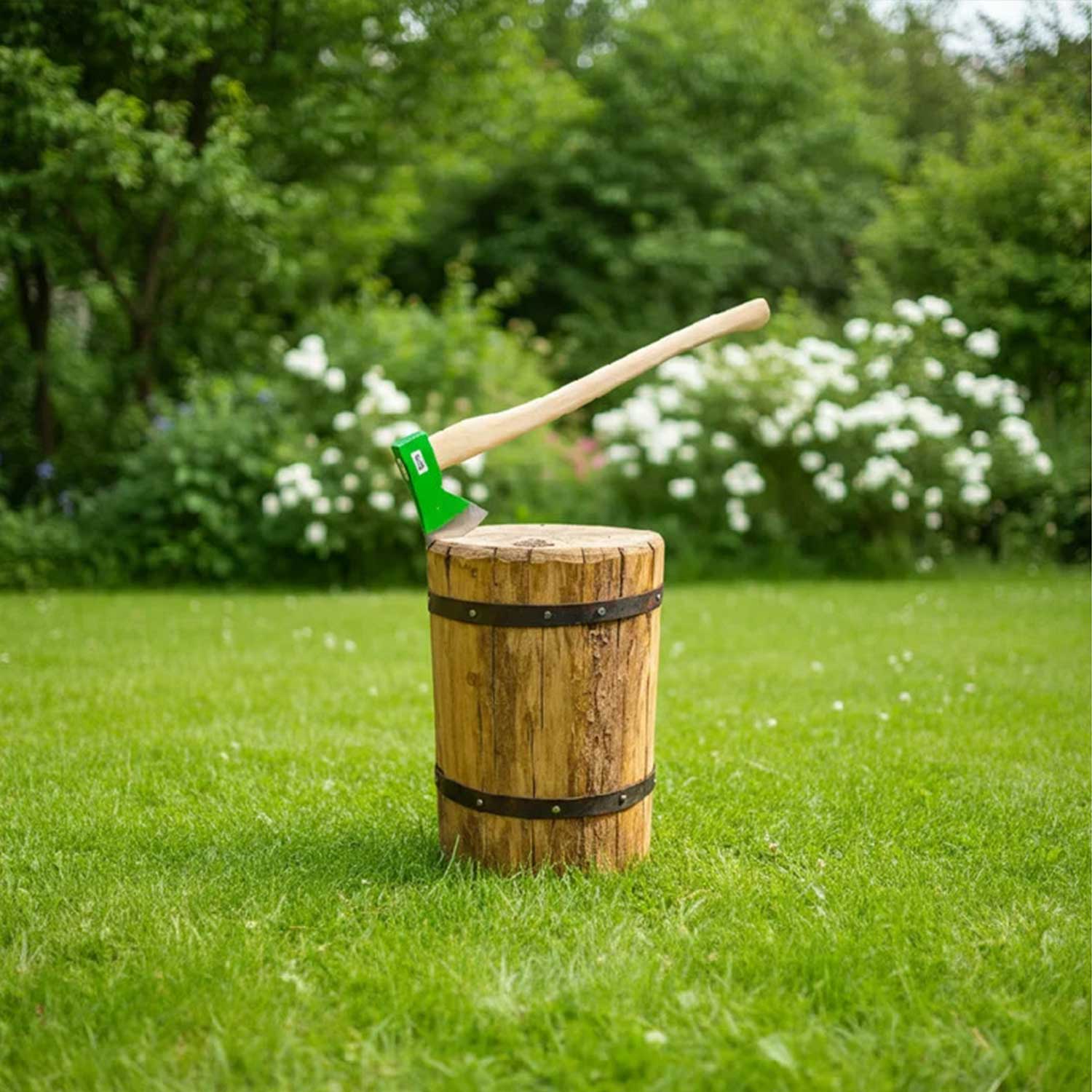 Jasanový štípací špalek s ocelovou obručí
